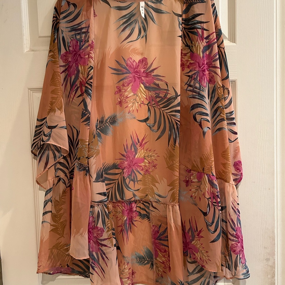 MTS Floral Kimono in Pink and Tan